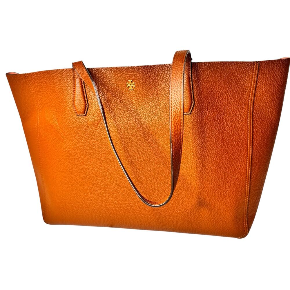 Tory Burch Blake Large Tote purse and insert Brown big Leather Handbag 18" x 11